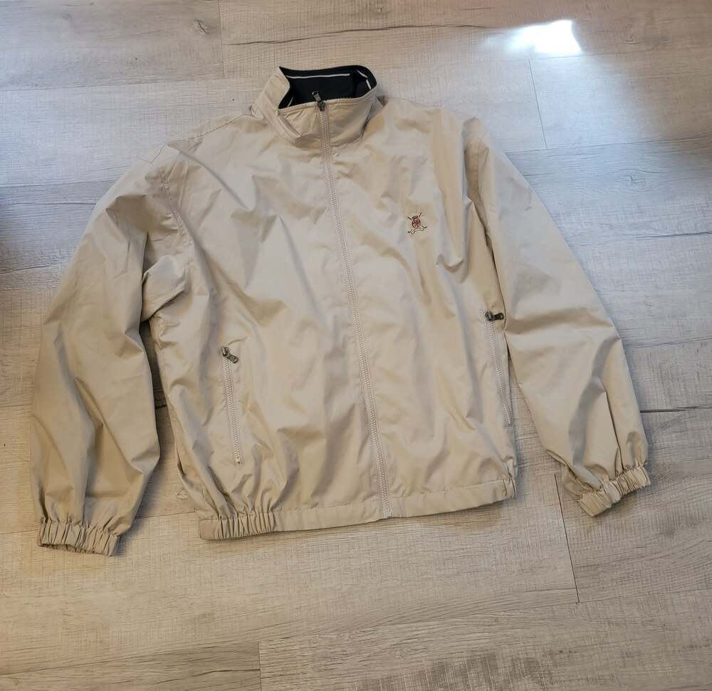 Tommy Hilfiger Golf Vintage Men's Beige Full-Zip Lined Windbreaker Jacket
